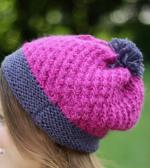 Girl's Pink & Purple Pom Pom Alpaca Hat